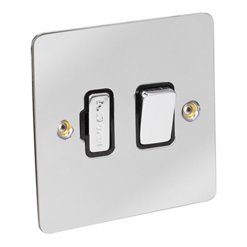 Flat Plate 13Amp Fused Connection Unit with Switch *Chrome/Black